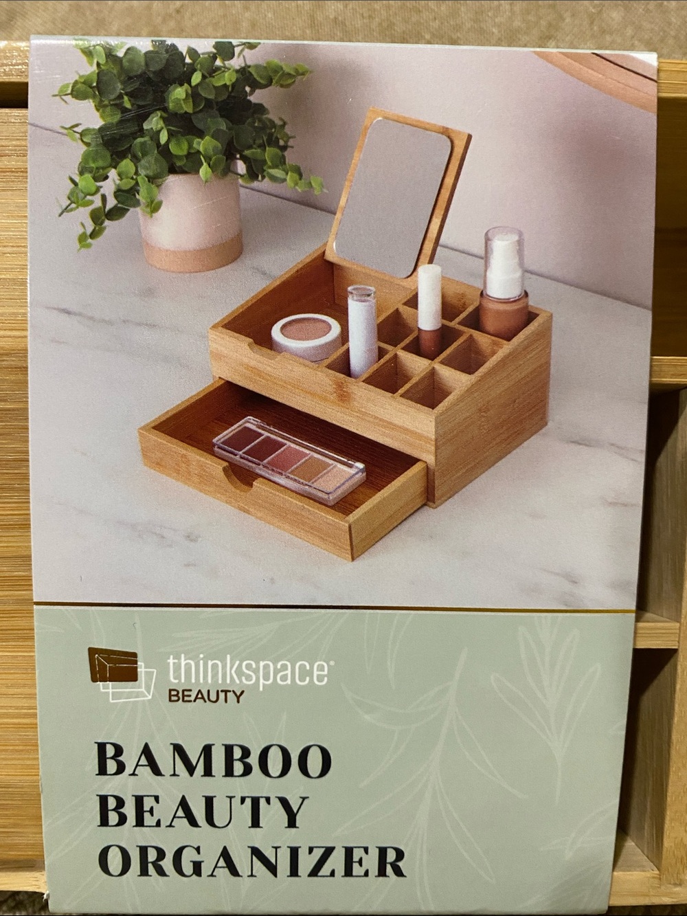 🤎NWT Bamboo Beauty Organizer - Natural Bamboo Makeup Storage